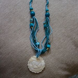 One of a kind hand beaded boho necklace